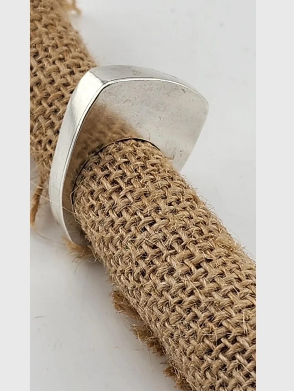HALLOW GEOMETRIC RING HANDMADE IN RECYCLED STERLING SILVER METAL SIZE 8.5